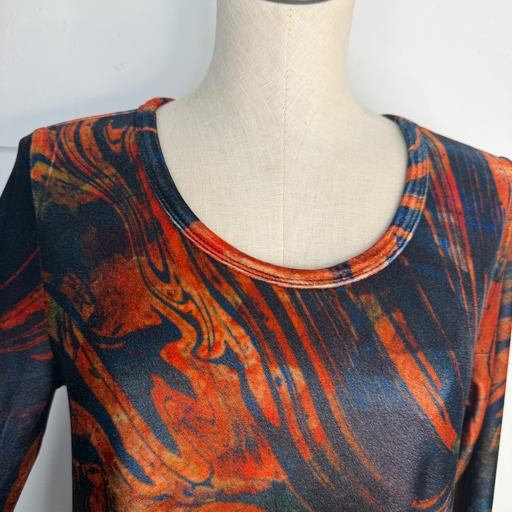 Soft Surroundings Santiago Stretch Velvet Marble Print Maxi Dress Long Sleeve M - Picture 5 of 9